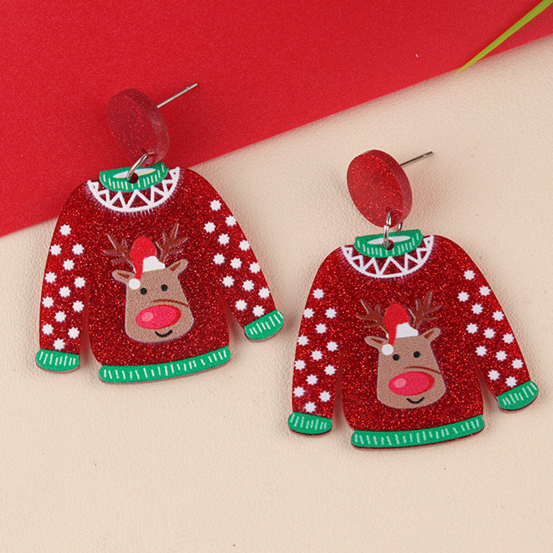 Wholesale Acrylic Sweater Christmas Earrings