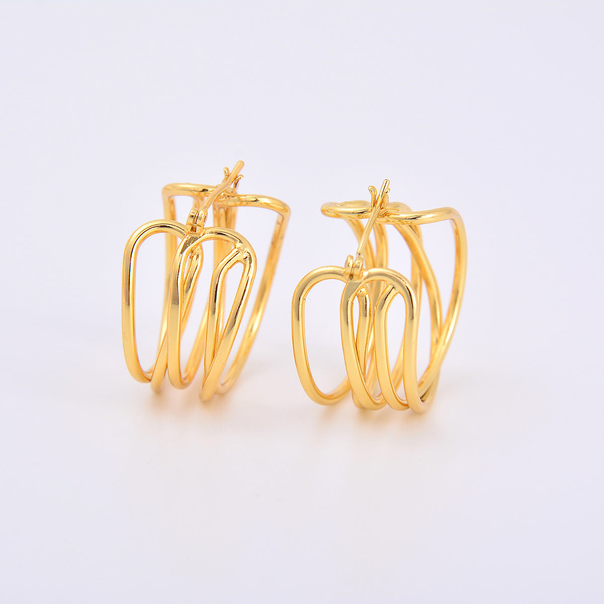 Wholesale Medium rectangular glossy buckle simple earrings