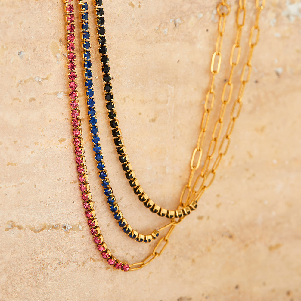 Wholesale  Vacuum Zircon Stainless Steel   Gold Plated Bracelet