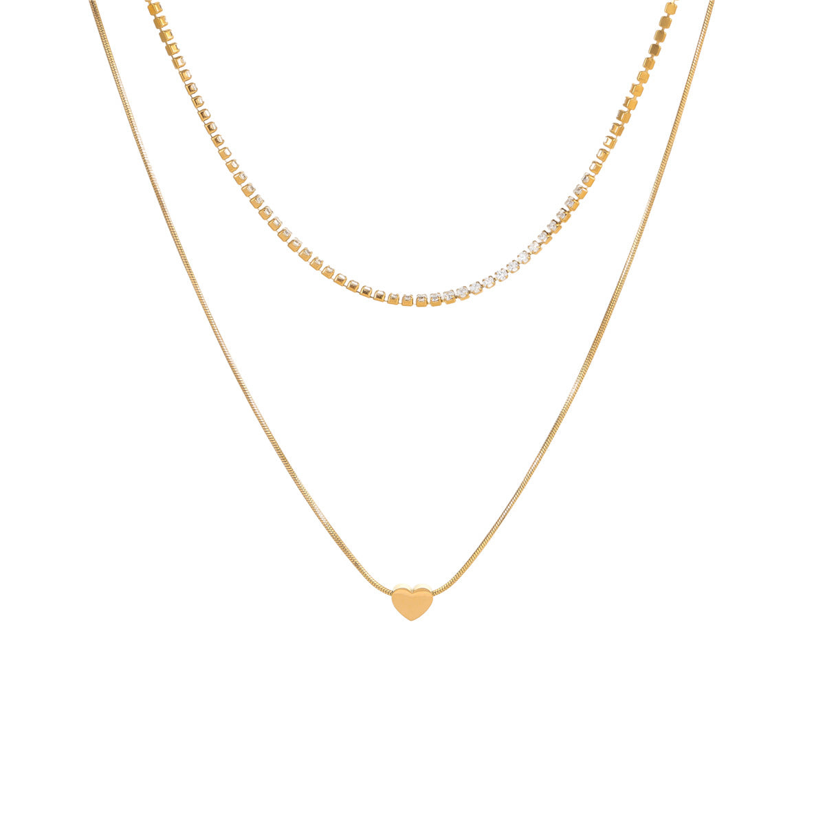 Wholesale Stainless steel Clavicle Chain Plated with 18K Gold Heart-shaped Necklace