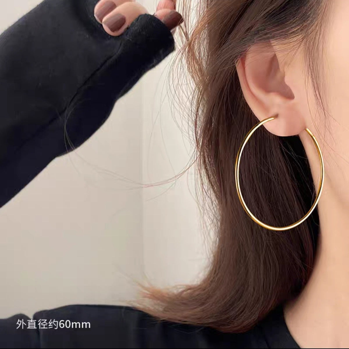 Wholesale Big  S silver needle hoop earrings