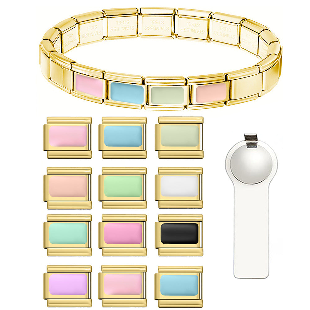 Wholesale Stainless Steel Macaron Italian Design DIY Bracelet Making Kit Enamel Charm Jewelry Accessory