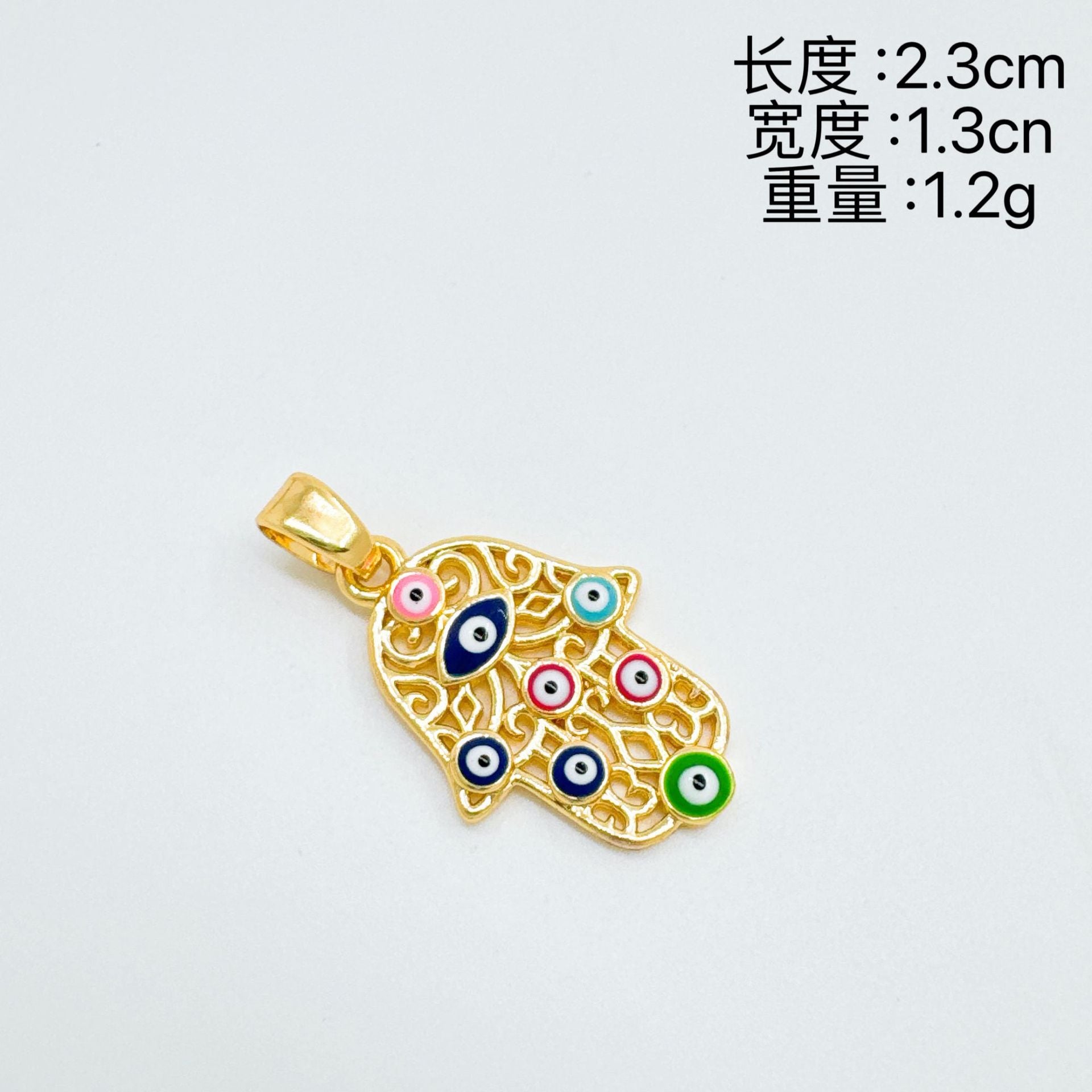 Wholesale Evil Eye Palm Pendant Gold Plated Copper Fashion Jewelry Boutique Gift