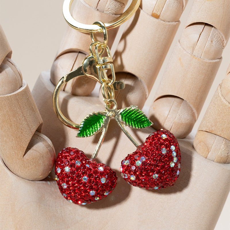 Wholesale Stylish Zinc Alloy Cherry Keychain Cute Women S Car Key Ring For Bag Decorative Resale Accessory