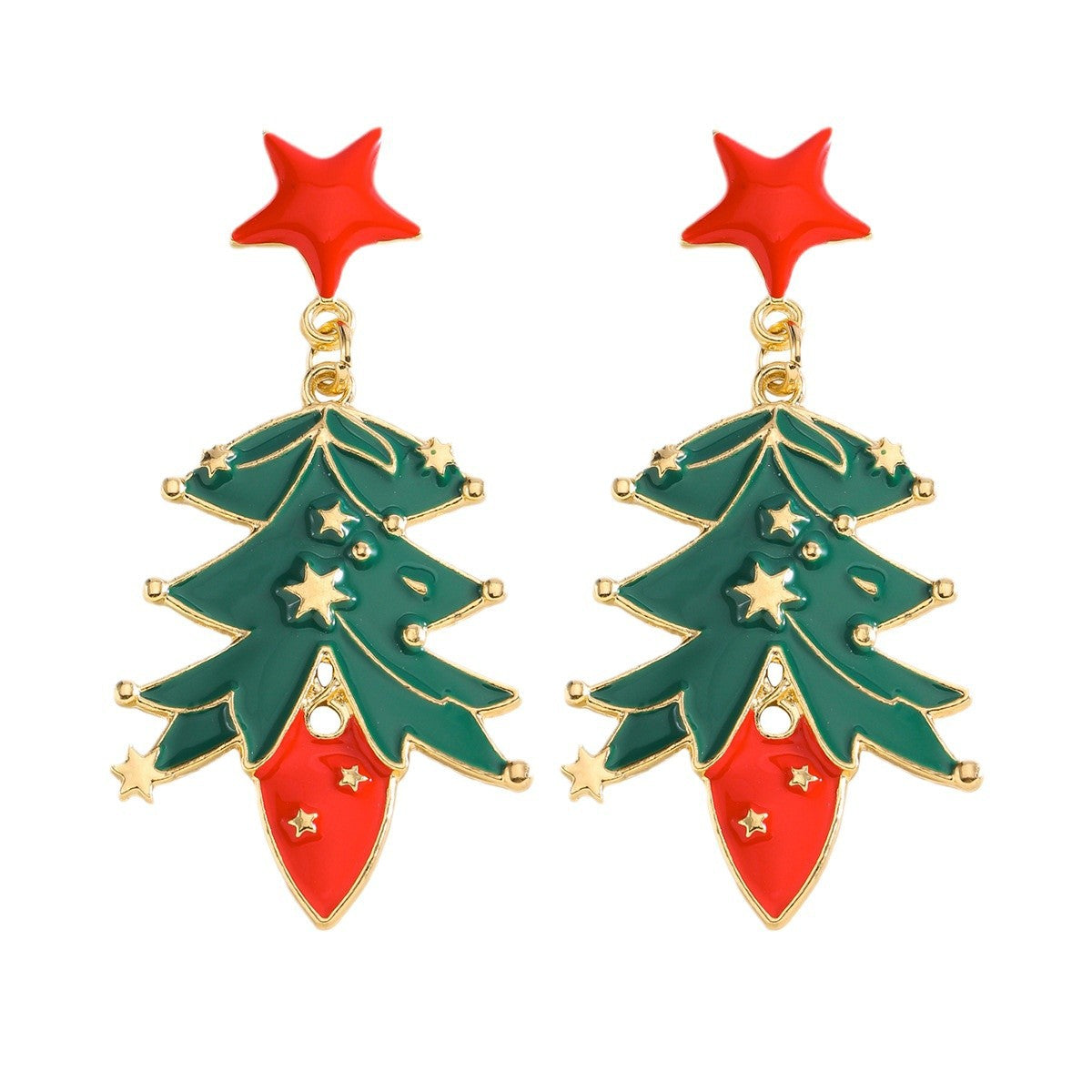 Wholesale Christmas tree electroplated oil drop earrings