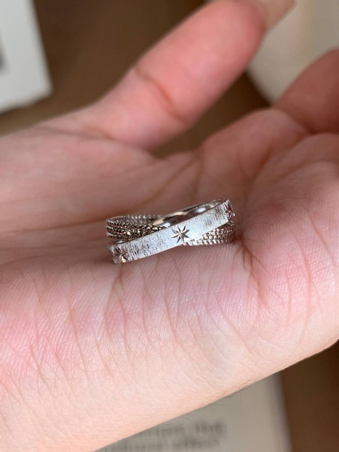 Wholesale Gold Plated Copper Star Ring,  Brushed Vintage Design,  Women' s Jewelry Accessory