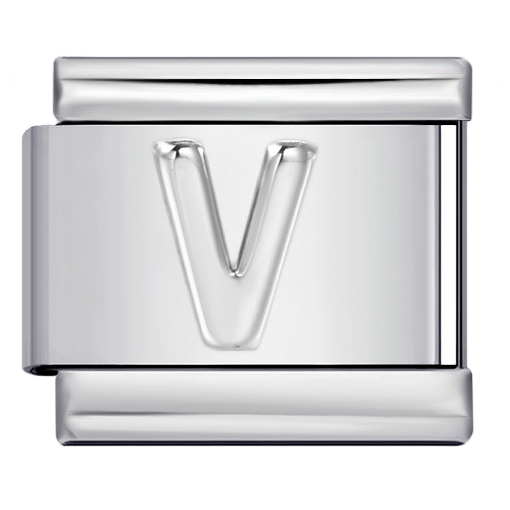 Wholesale  Italian Charm Bracelet 9mm DIY convex 26-letter  Creative Stainless Steel Composable Bracelet