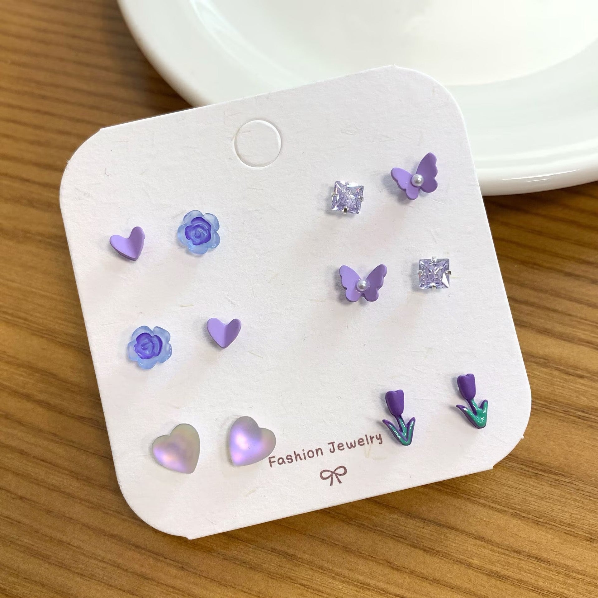 Wholesale Sweet and fresh silver needle small floral and fruit earrings