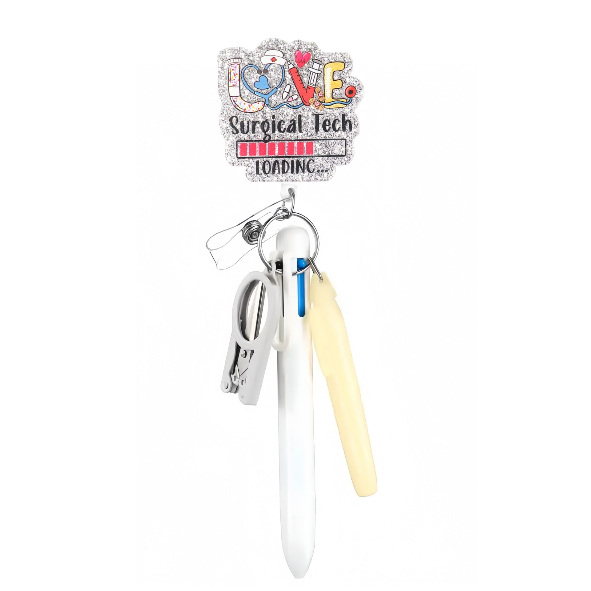 Wholesale Macaron Nurse Pen Set Series Acrylic Retractable Rotating Badge Keychain