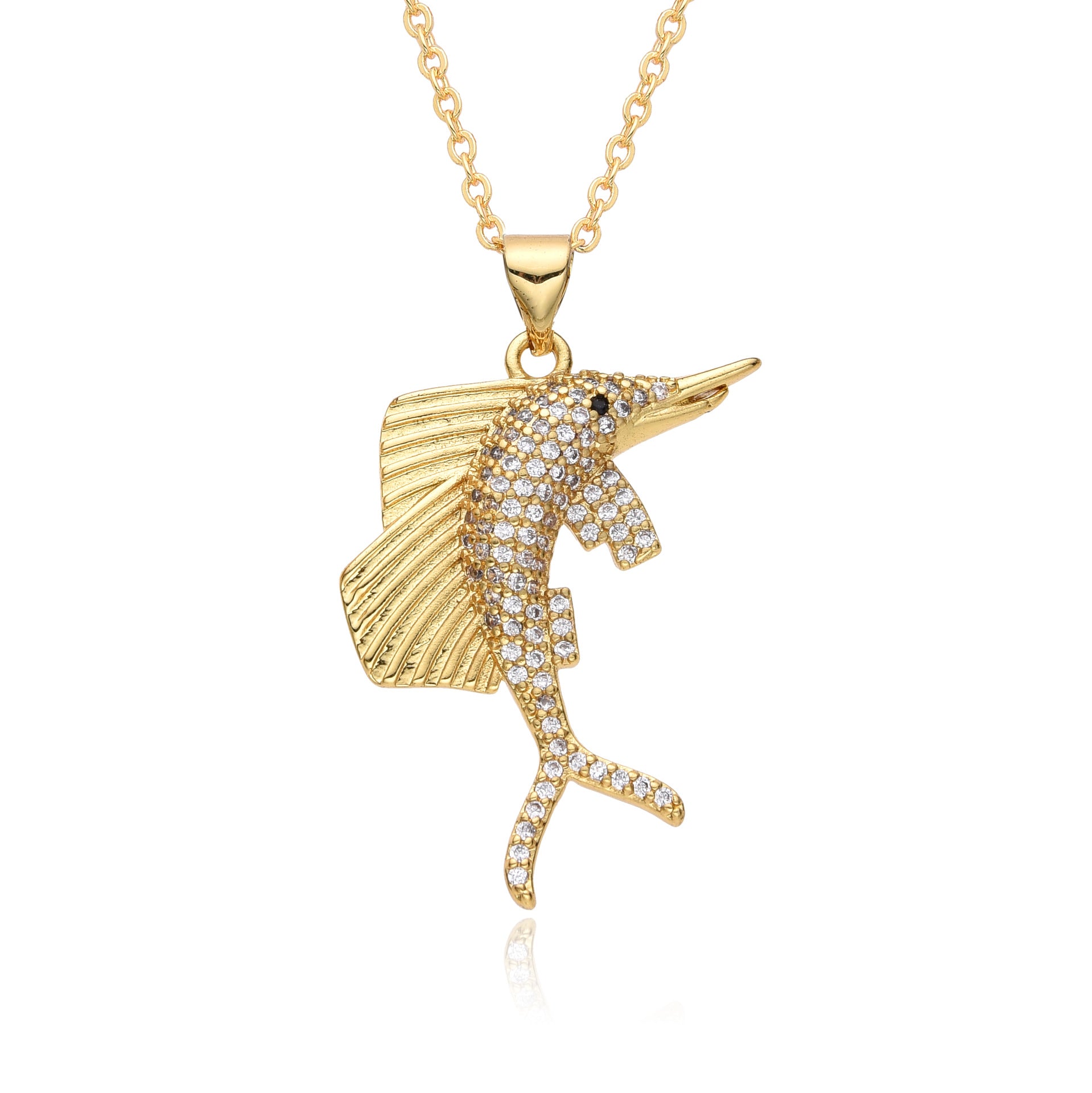 Wholesale  personalized creative copper gold-plated micro-inlaid colorful zircon dinosaur pendant necklace