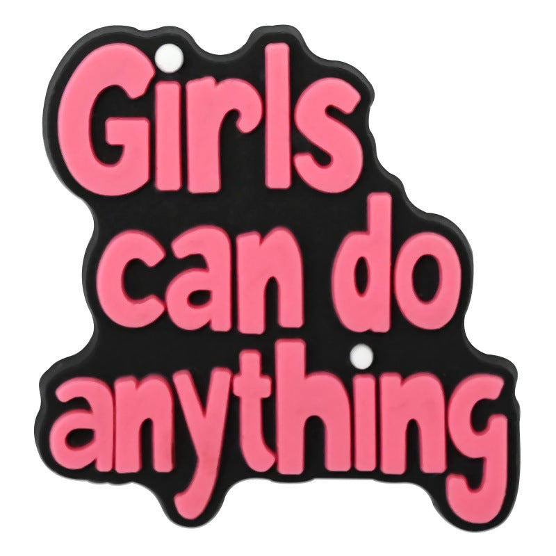 Wholesale Random 100pcs Creative and personalized phrase series   PVC Soft Rubber Shoe Buckle Decoration