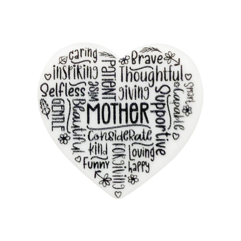 Wholesale of 10PCS Teacher Couple Love Printed Silicone Beads ACC-BDS-WDX001