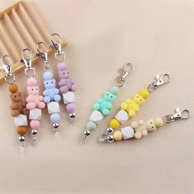 Wholesale Cartoon Bear Silicone Beaded Keychain Cute Keychain ACC-KC-GuangTian084
