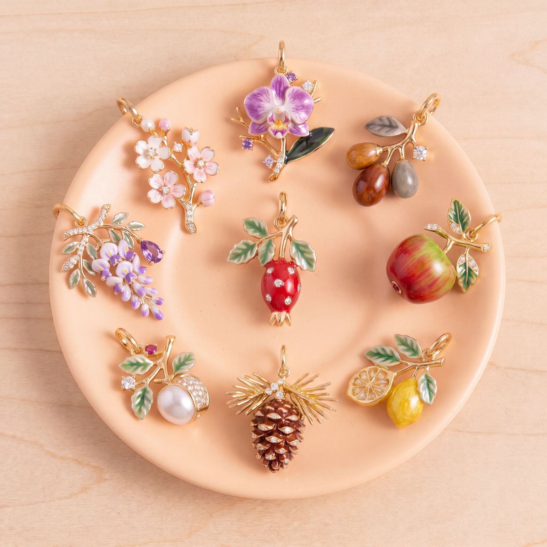 Wholesale Chic Lemon Fruit Pendant Charm DIY Jewelry Accessory Copper Electroplated For Bracelet Necklace Making Boutique Resale
