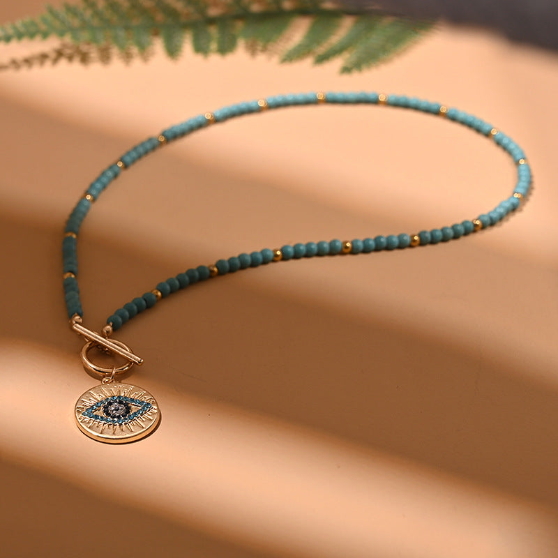 Wholesale Evil Eye Turquoise Beaded Necklace Retro Chic Fashion Jewelry Accessory