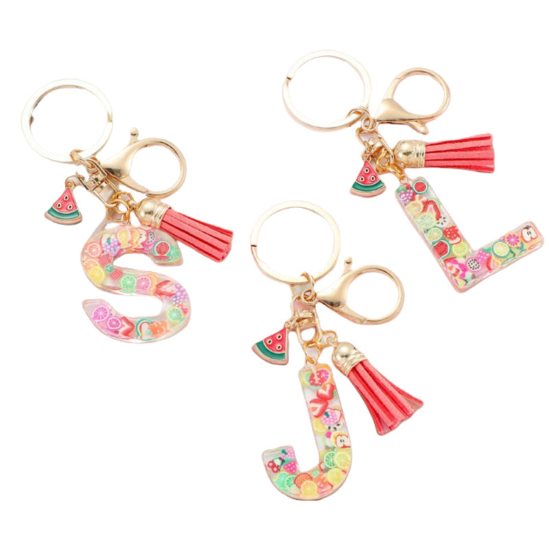 Wholesale Fruit resin letter keychain