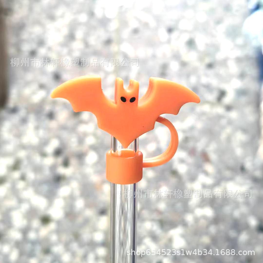 Wholesale  10mm Halloween Creative Cartoon Sports PVC Soft Straw Tube Cap