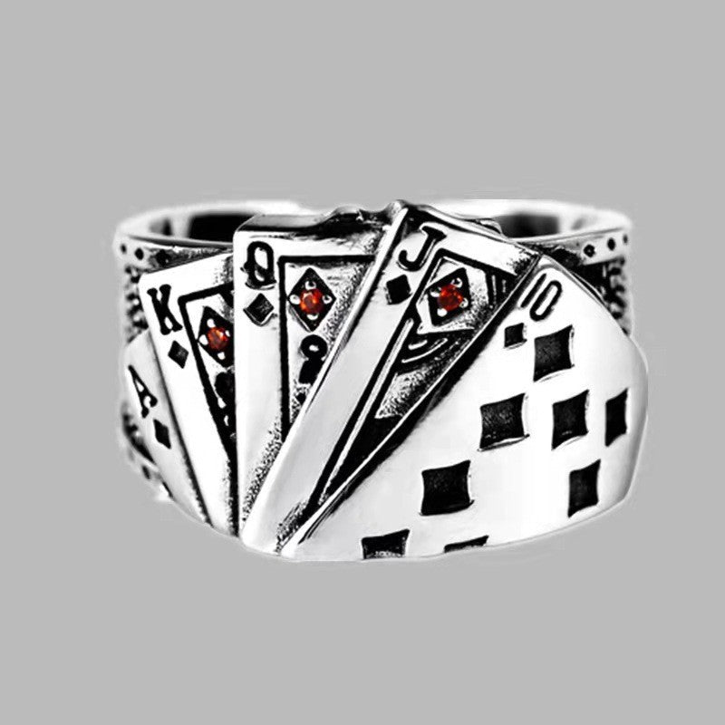 Wholesale s925 silver poker zircon vintage adjustable  ring