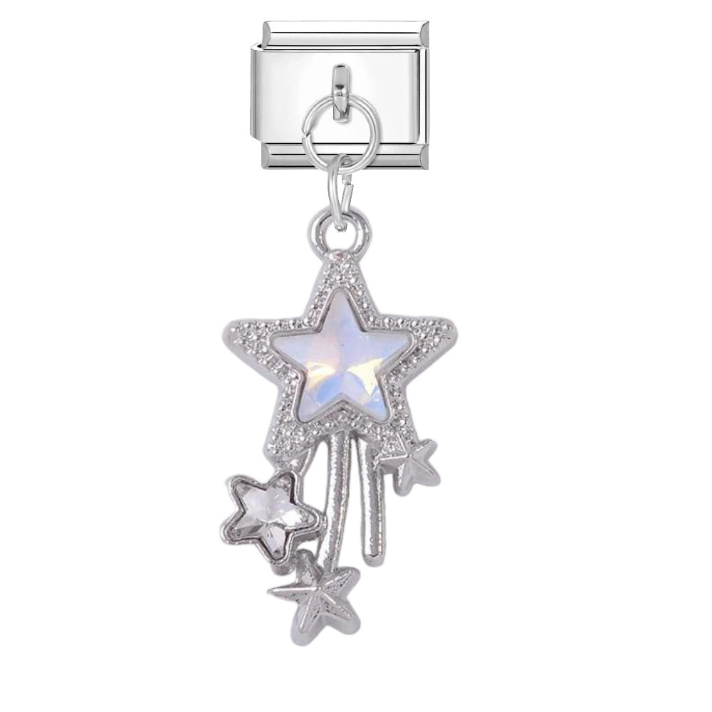 Wholesale Boutique Star Charm Pendant DIY Bracelet Jewelry Accessory Titanium Steel Enamel In Gold Silver Mocha