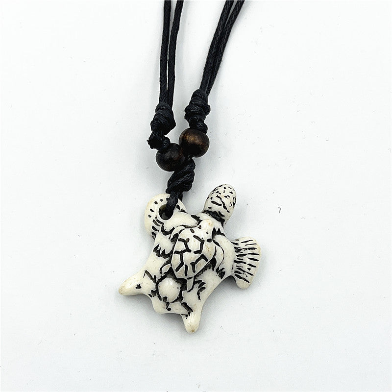 Wholesale Vintage Turtle Necklace Carved Turtle Pendant Resin Sweater Chain ACC-NE-ShuangDe001
