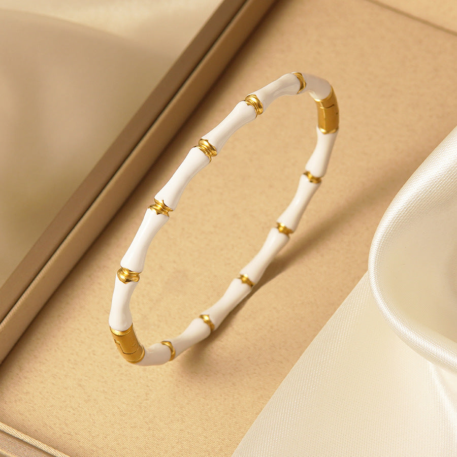 Wholesale Stainless steel bamboo bracelet plated with 18k gold