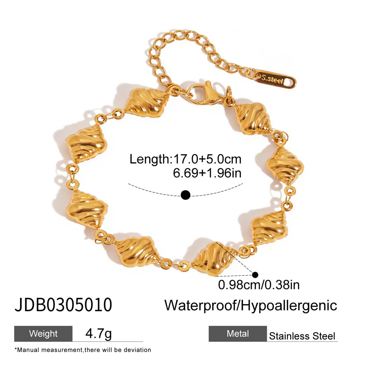 Wholesale 18K Gold Stainless Steel Bread Necklace Jewelry