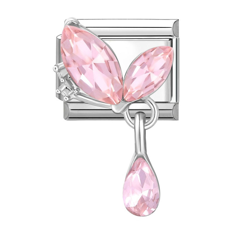 Wholesale Italian Charm Bracelet 9mm DIY Splicing Diamond Pendant Stainless Steel Composable Bracelet