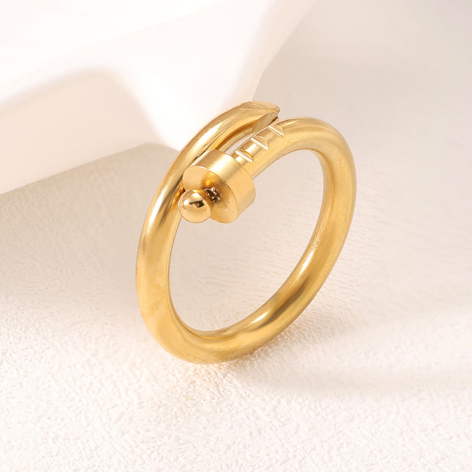 Wholesale  Fashion Titanium Steel Nail Bracelet Ring High-end Sense Internet Celebrity Light Luxury 18K Gold Plated Hand Jewelry