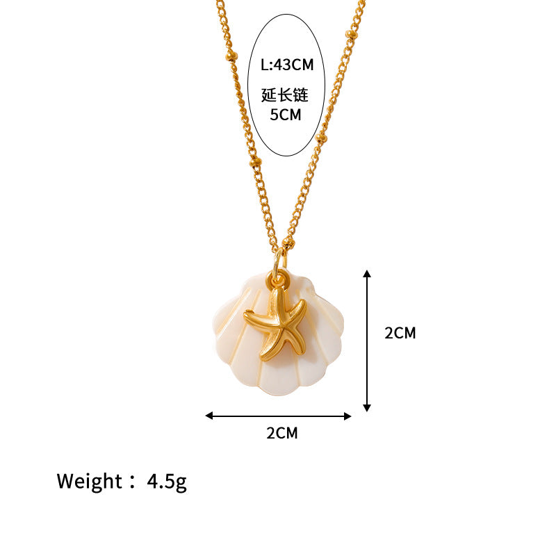 Wholesale  Shell Summer Beach Wind Stainless Steel Shell Starfish Necklace