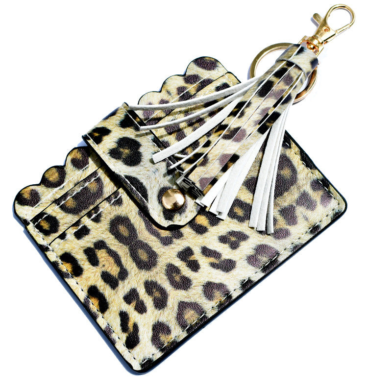 Wholesale Leopard Print Plaid Tie Dye Plaid Card Holder Keychain Wristlet Keychain ACC-KC-QiuXue008