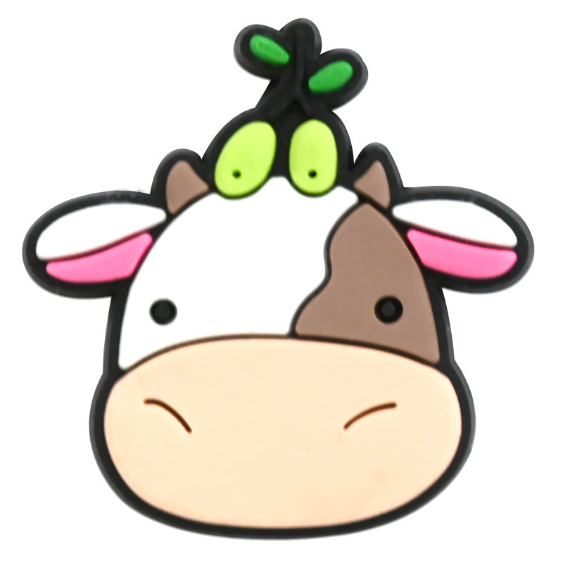 Random 100pcs Cute Cow PVC Soft Rubber Shoe Buckle Decoration ACC-SC-RYY067