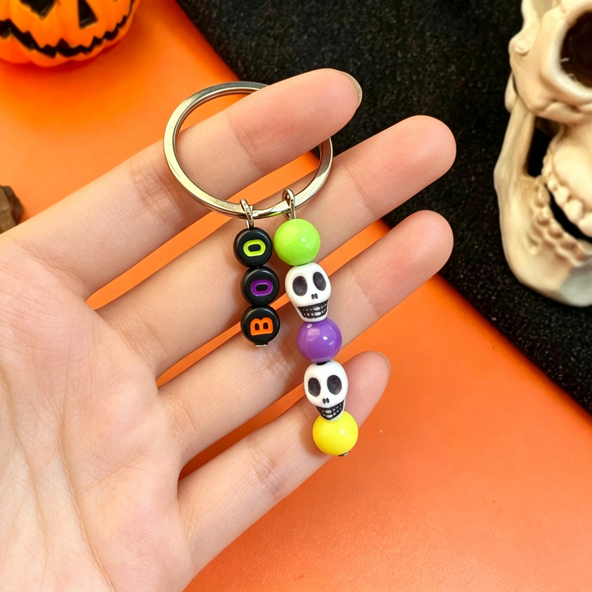 Wholesale  Skeleton BOO Letter Bead Keychain Alloy Pendant Bag Charm for Party Favor