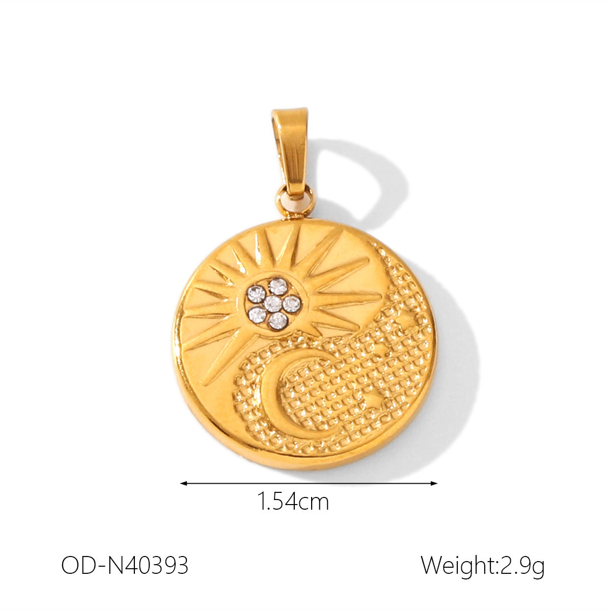 Wholesale Personalized Fashion Stainless Steel 18K Gold Accessories Natural Stone Oil Dropping Zircon Pendant Jewelry