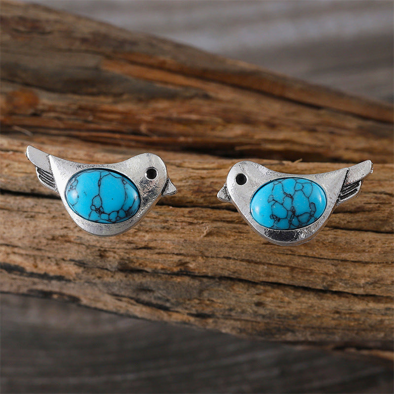 Wholesale  Creative Bird Earrings Inlaid Turquoise Vintage Earring
