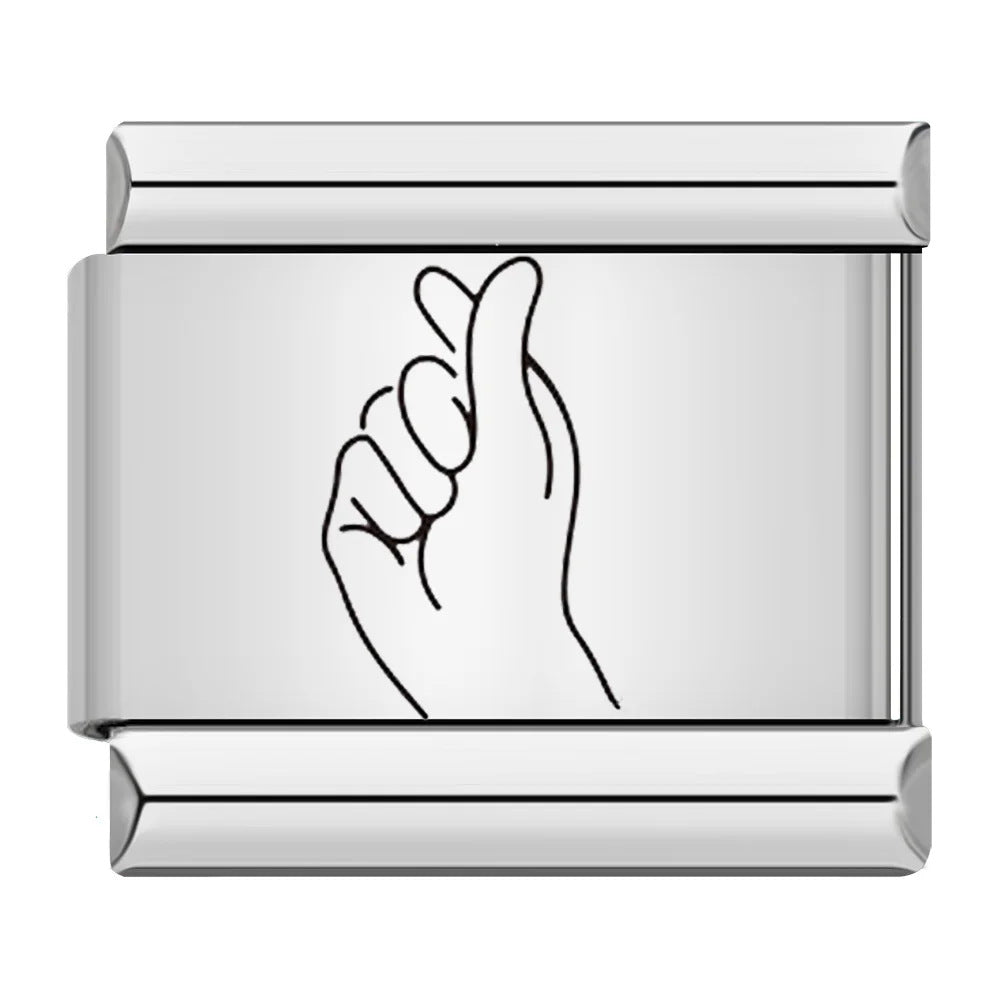 Wholesale Italian Charm Bracelet 9mm DIY Gesture Pattern   Creative Stainless Steel Composable Bracelet