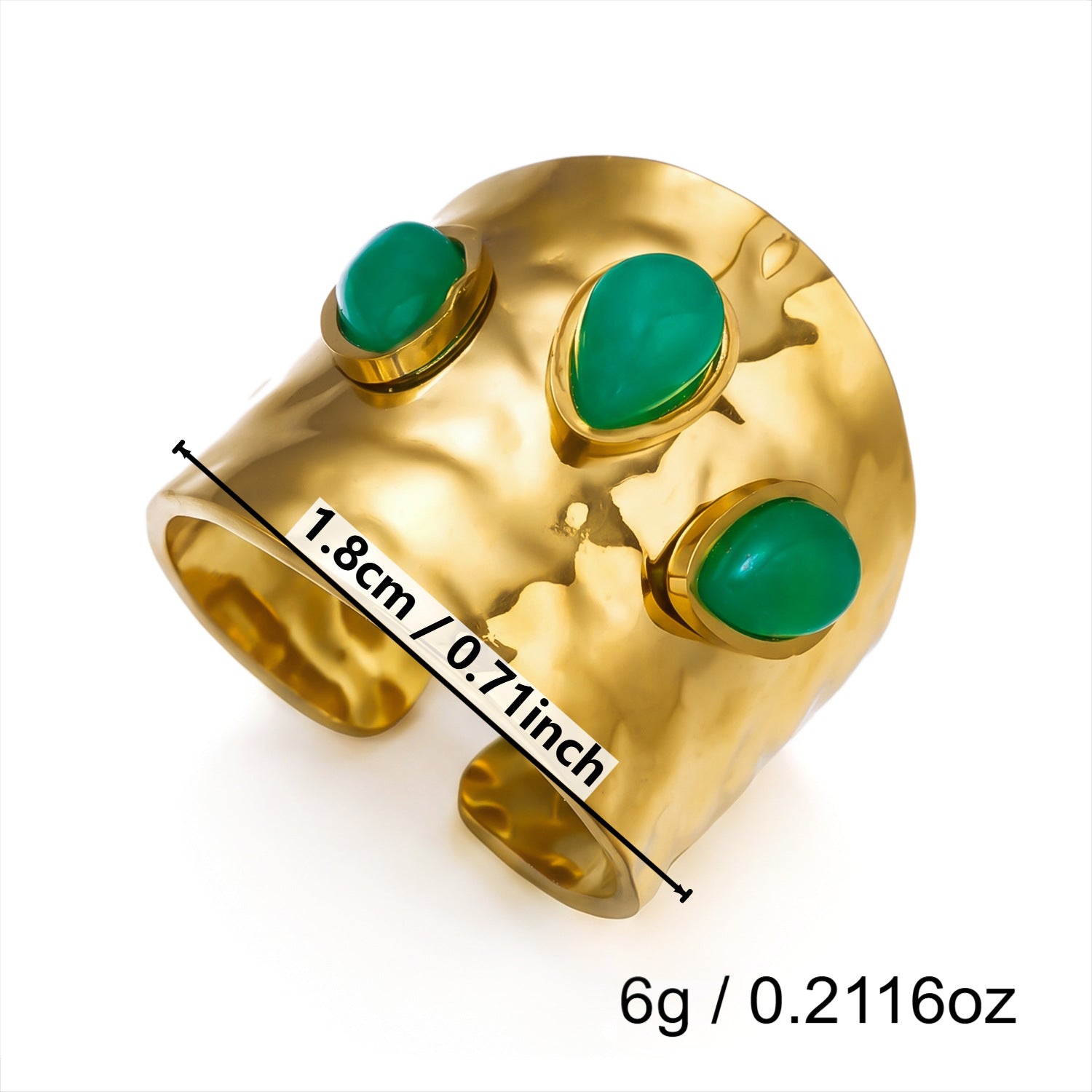 Wholesale 18k Gold Plated Stainless Steel Malachite Ring Vintage Stackable Jewelry Accessory