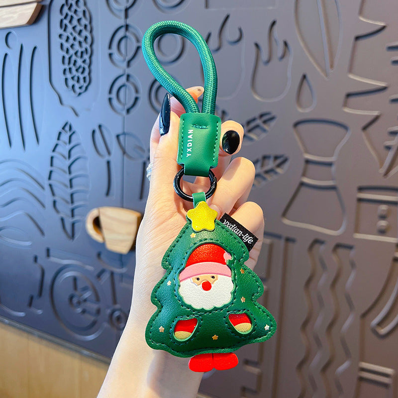Wholesale  Christmas tree Creative PU leather keychain