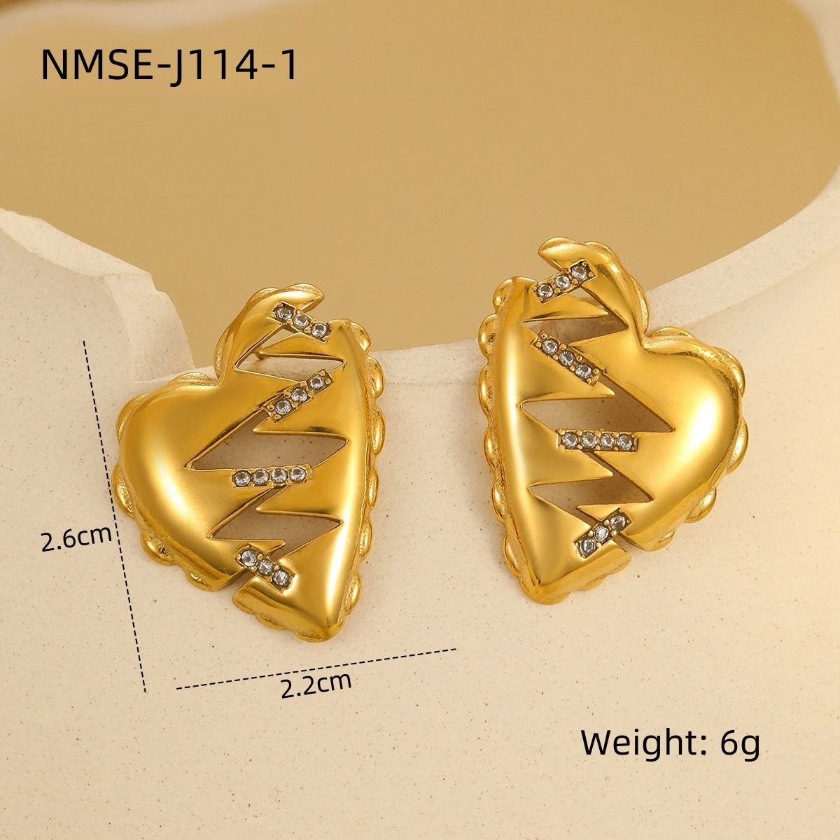 Wholesale Heart Earrings Stainless Steel Plated 18K Gold Earrings