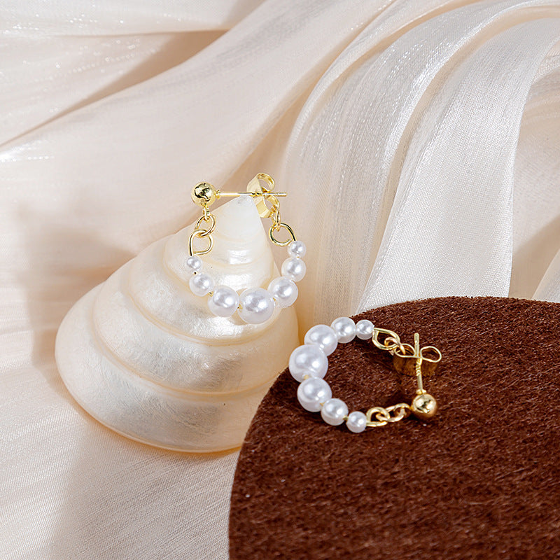 Wholesale Silver Needle Pearl  Rose Bow Front and Back Large Earrings