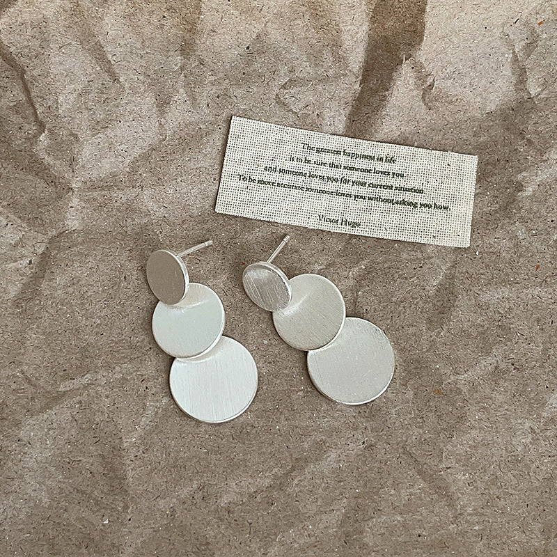 Wholesale Three Layer Brushed Disc Shell Earrings Trendy Jewelry Accessory Gift for Women