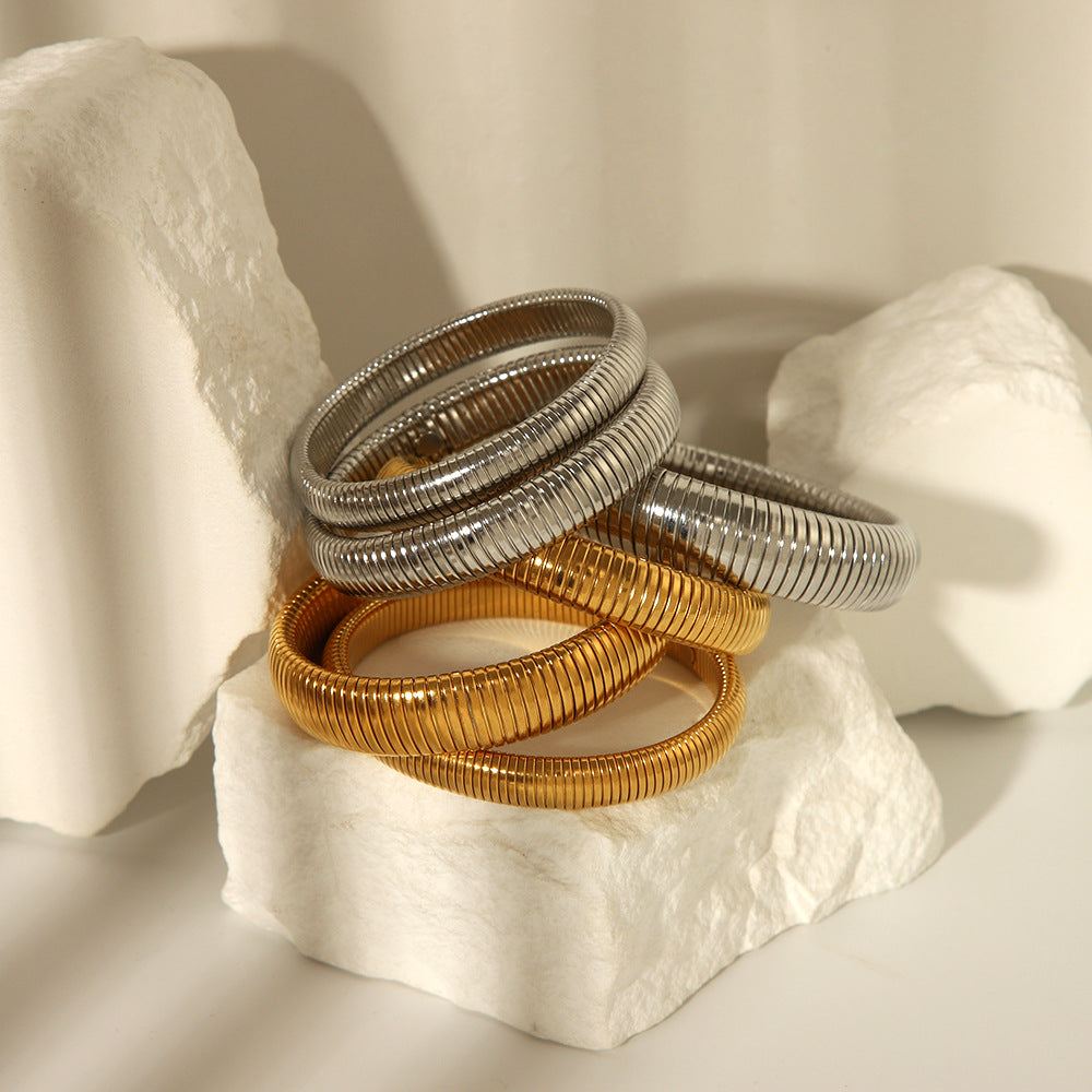 Wholesale 18K Stainless Steel Bracelets Elastic Snake Bone Bracelet ACC-BT-ChengBing002