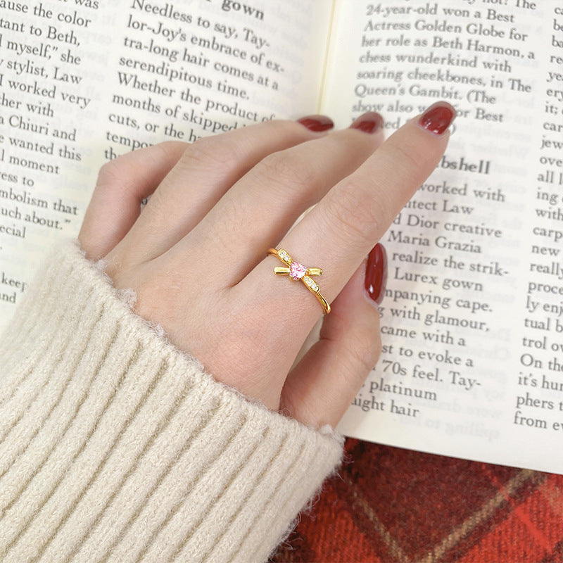 Wholesale Bow Ring S925 Sterling Silver Set with Zirconia Stones Fashionable Ring