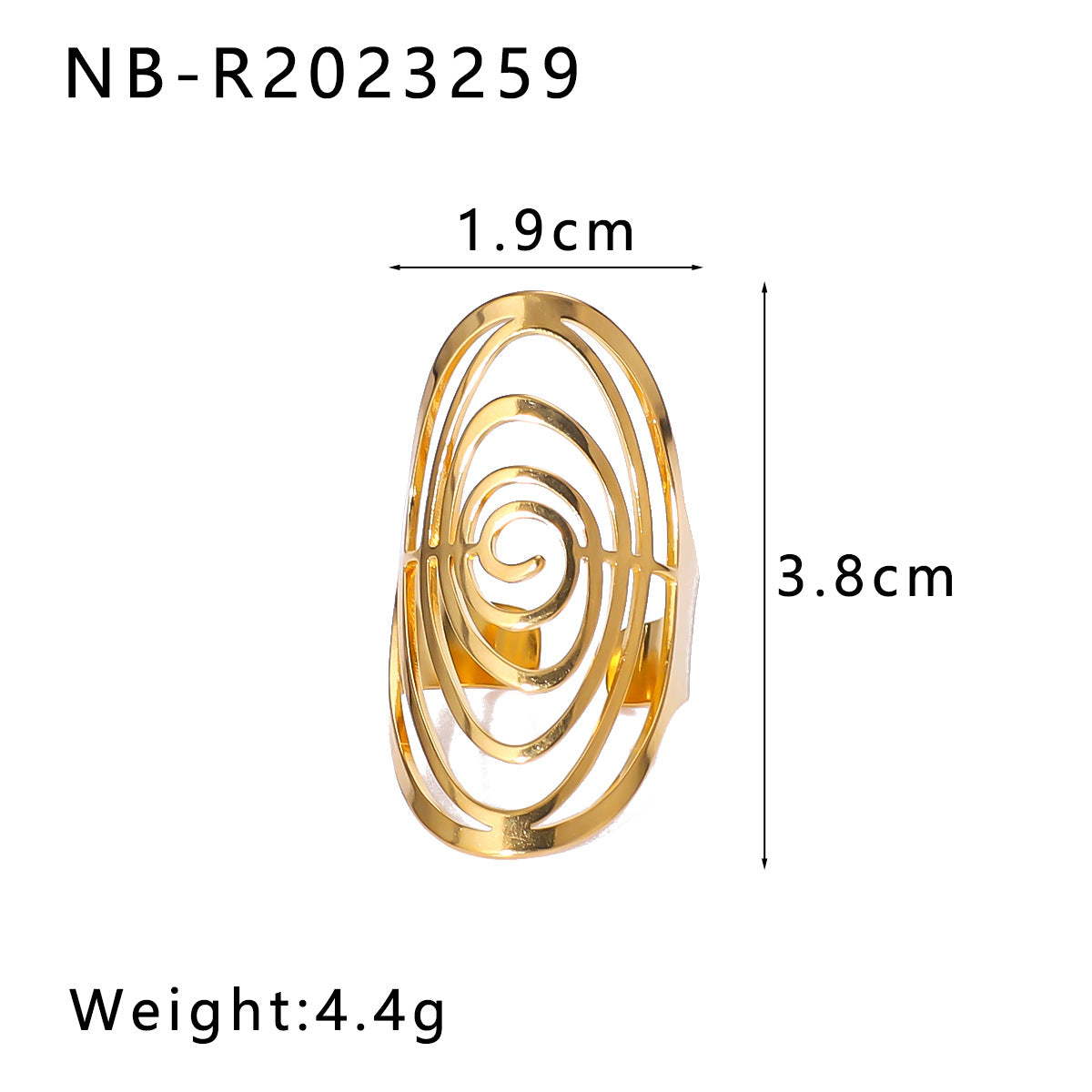 Wholesale geometric irregular water drop line hollow titanium steel  ring