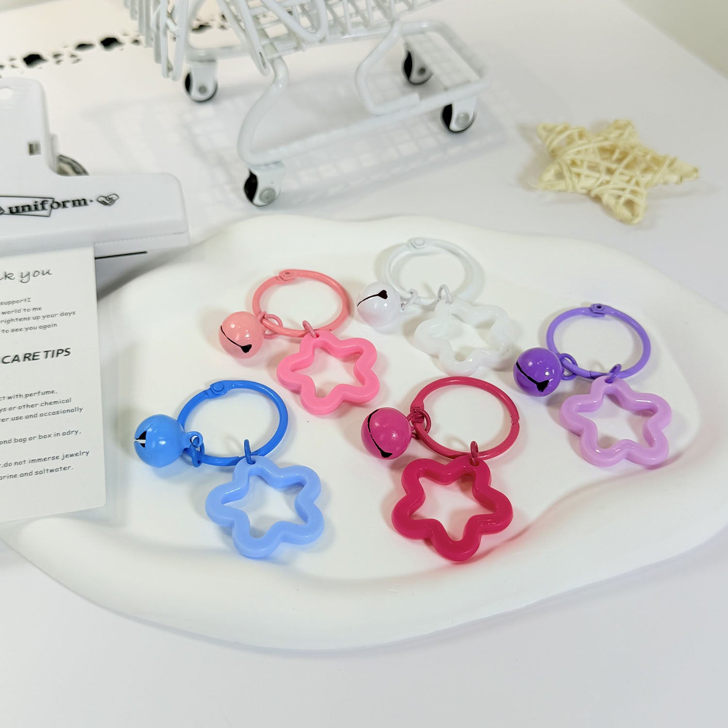 Wholesale Cartoon Star Bell Keychain Cute Pendant Bag Charm Plastic Resin Gift