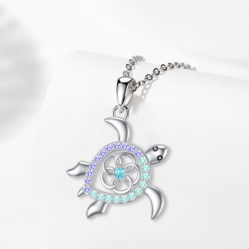 Wholesale Sparkling Silver Cute Turtle Pendant Necklace Casual Everyday Gift Boutique Resale Jewelry