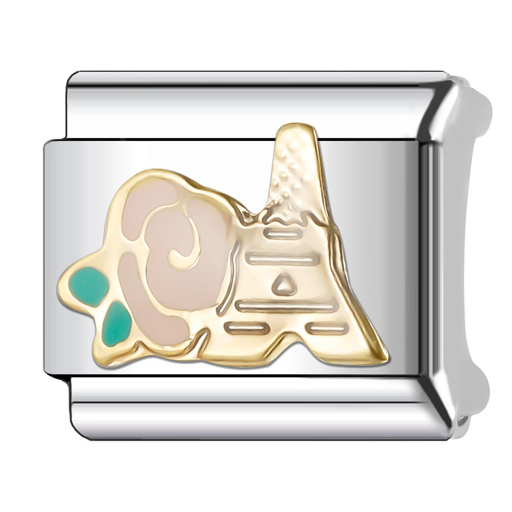 Wholesale Italian Charm Bracelet 9mm DIY Splicing Flower Series Stainless Steel Composable Bracelet