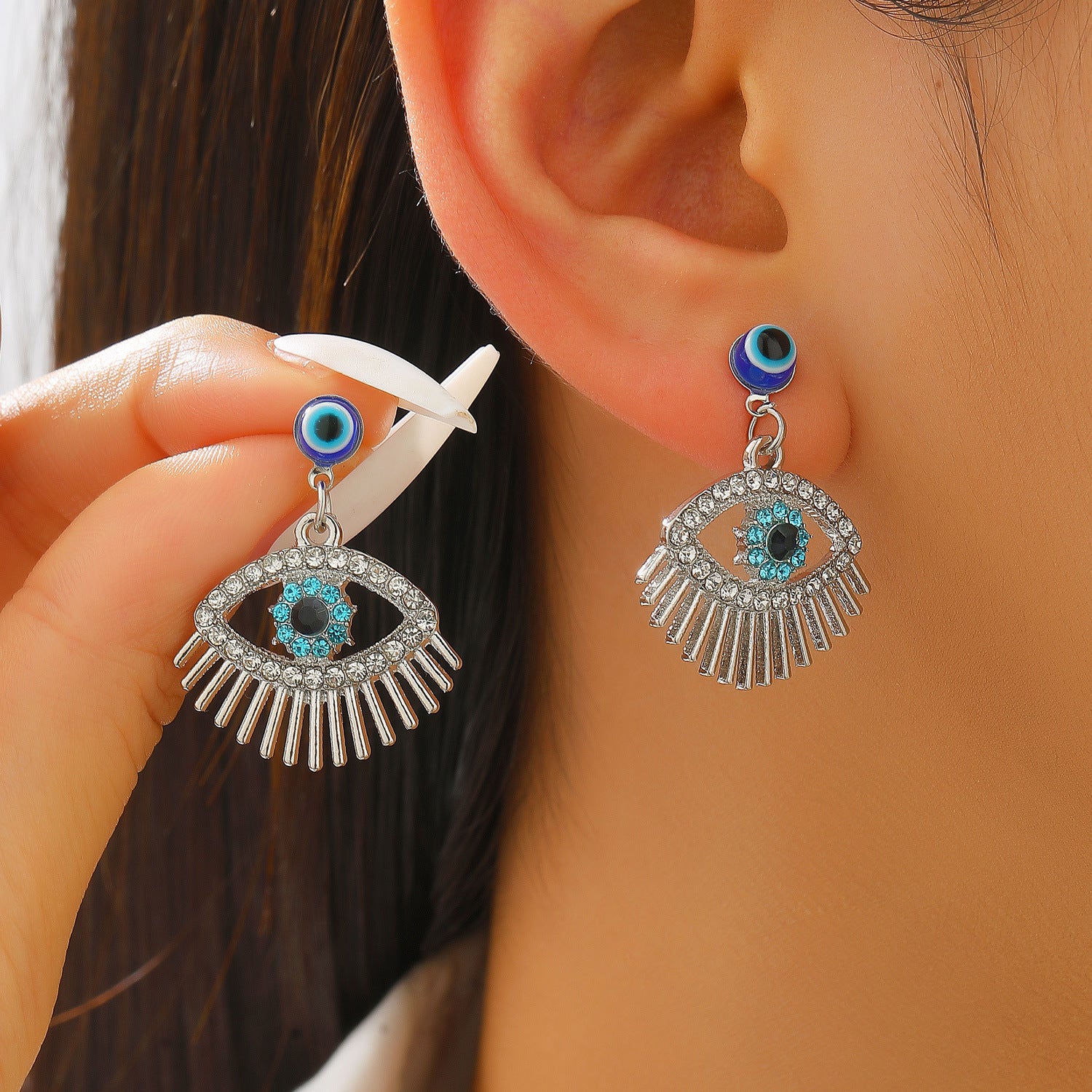 Wholesale Copper Evil Eye Zircon Earrings Trendy Fashion Accessory Boutique Resale