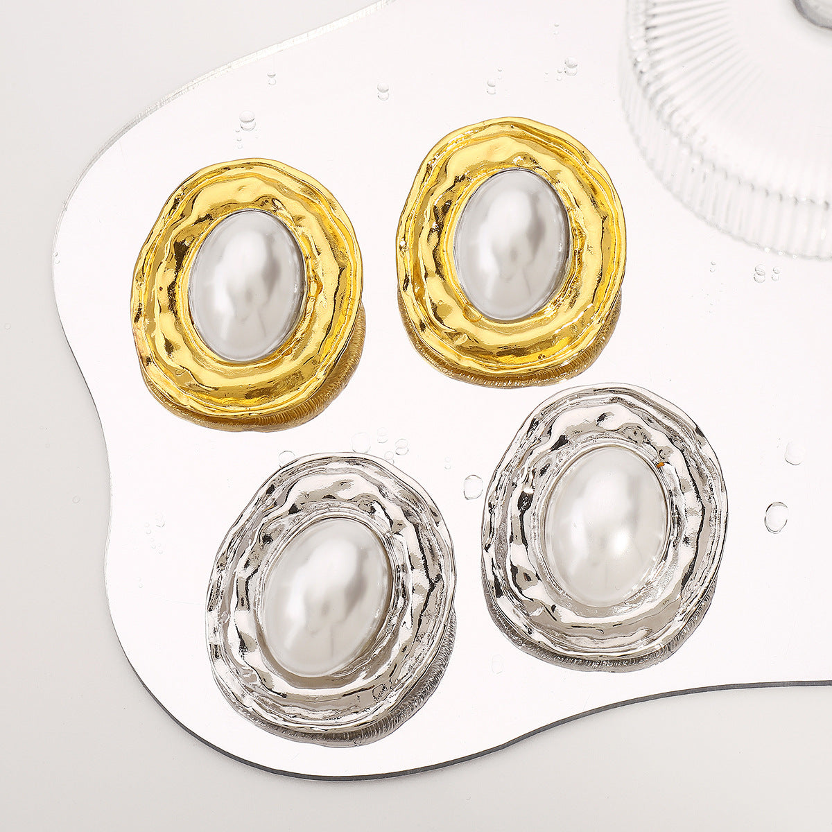 Wholesale  stitching oval mirror necklace metal color matching pendant  necklace