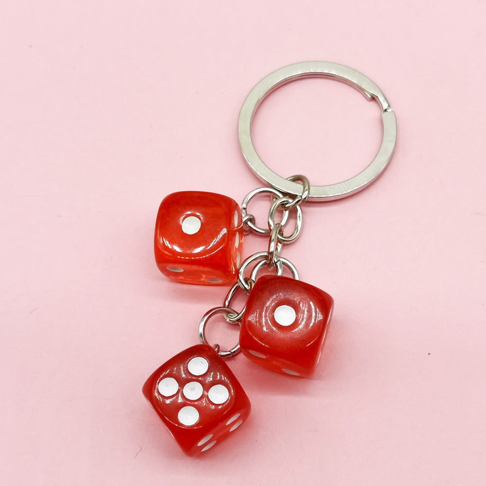 Wholesale Color Dice Keychain Pendant Resin Gift School Bag Pendant ACC-KC-DY003