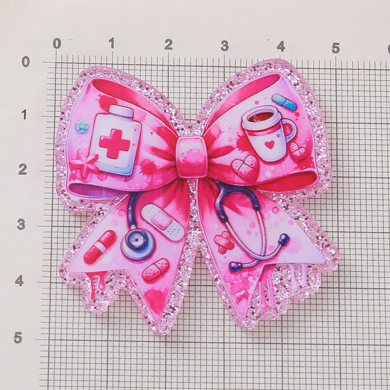 Wholesale 10pcs DIY Flatback Cartoon Acrylic Flatback Badge Reels Retractable Keychain DIY Accessories